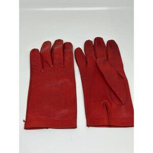 VTG Classic Leather Gloves 8.25" Women's Driving Dress Up Gloves Red